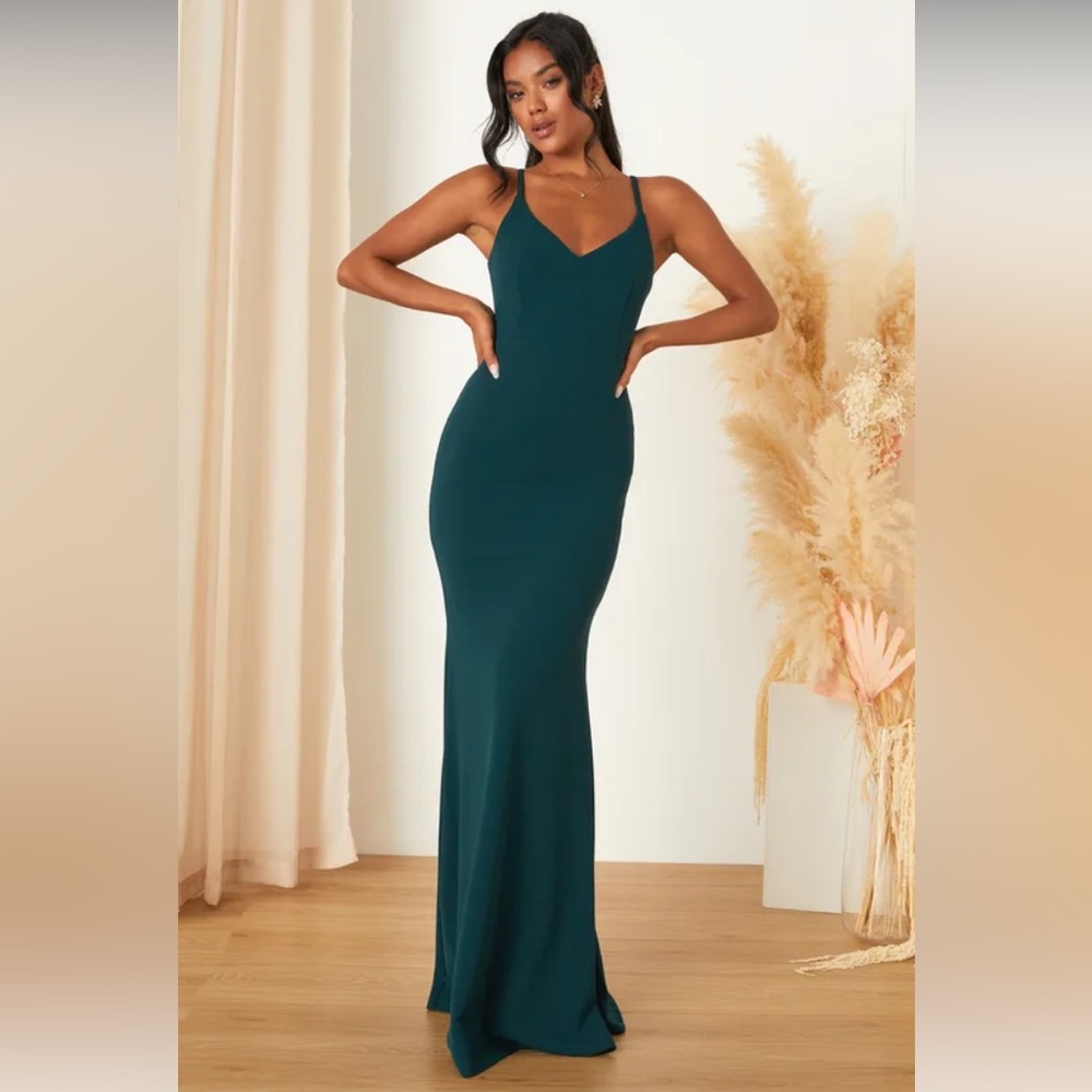 Moments Of Bliss Forest Green Backless Mermaid Maxi Dress XS